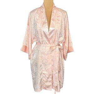 VTG 90s Victoria’s Secret Gold Label Satin Robe OS Pink Kimono Silk Coquette